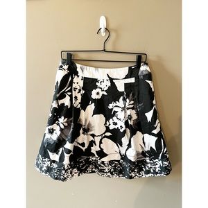 WHBM Black Floral Tulip Skirt